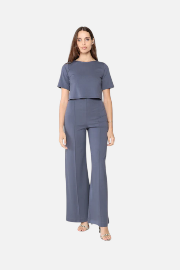 Ripley Rader Ponte Knit Long Wide Leg Pants in Sea Blue