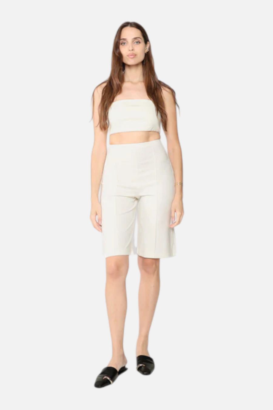 Ripley Rader Ponte Knit Shorts in Off White – front view