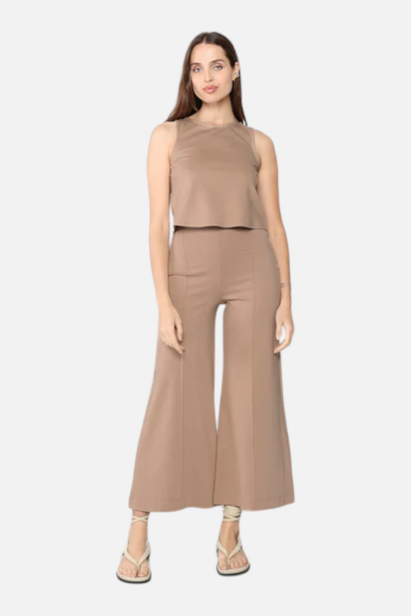 Ripley Rader Ponte Knit Wide Leg Crop Pant in Khaki