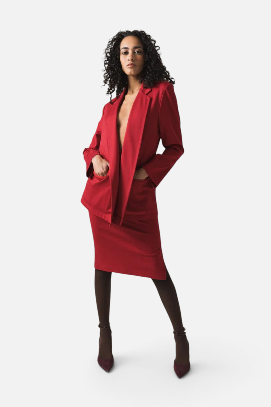 Ripley Rader Red Ponte Knit Oversized Blazer – detail
