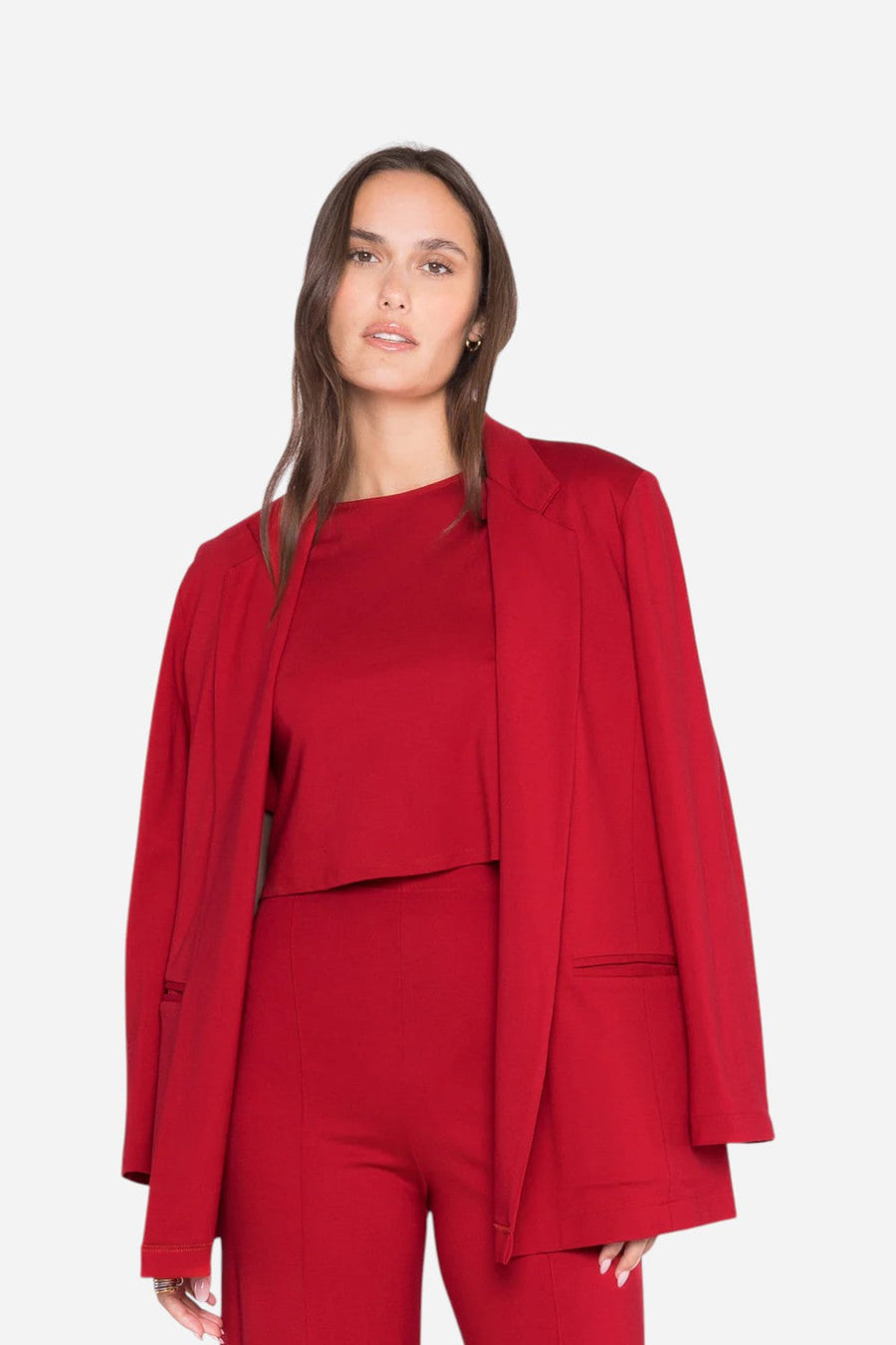 Ripley Rader Red Ponte Knit Oversized Blazer – front view
