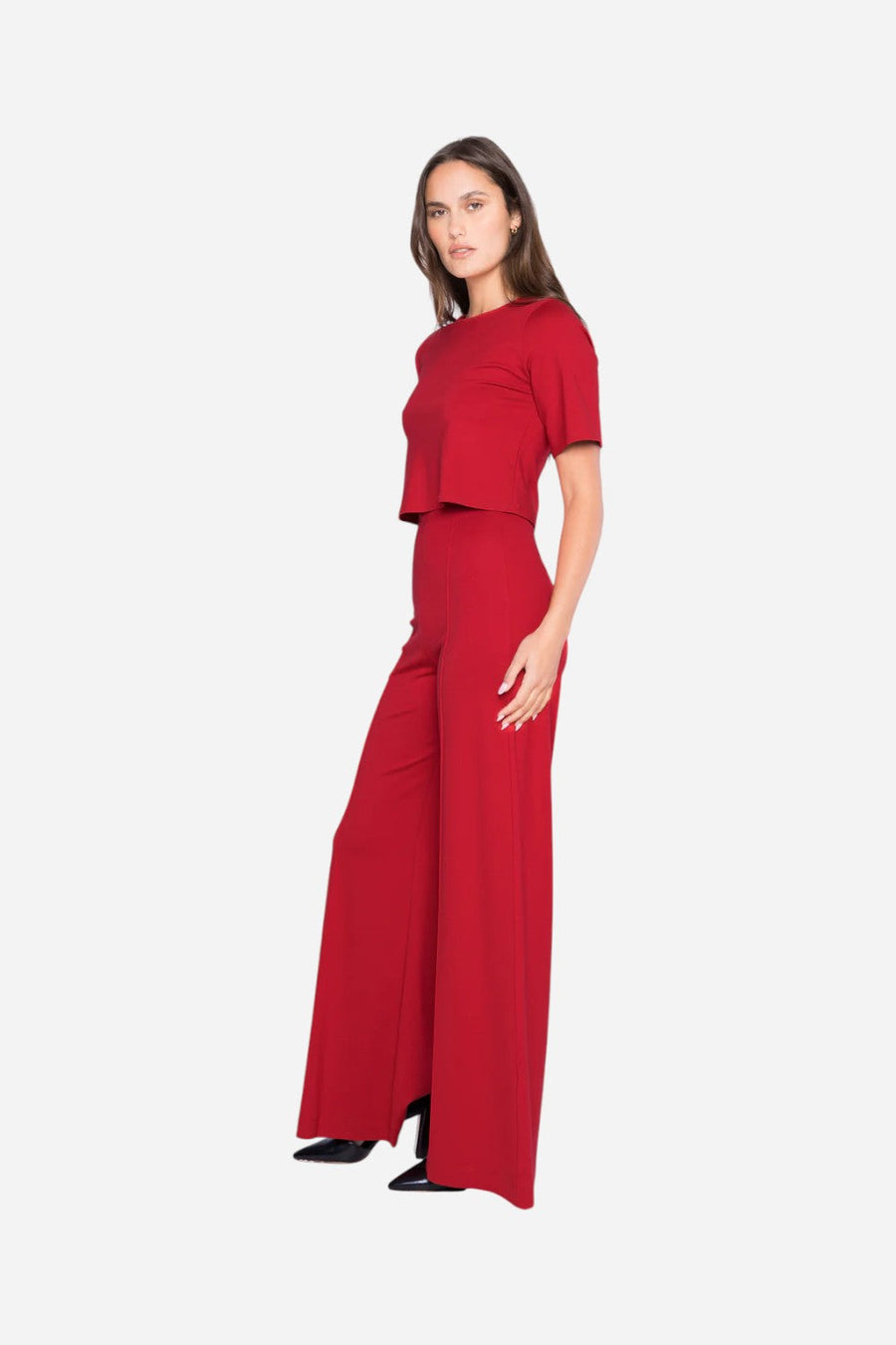 Ripley Rader Red Ponte Knit Wide Leg Pant – back view