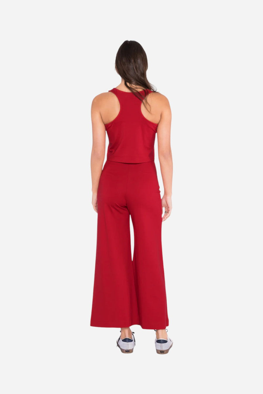 Ripley Rader Red Ponte Knit Wide Leg Pant: Cropped – back view