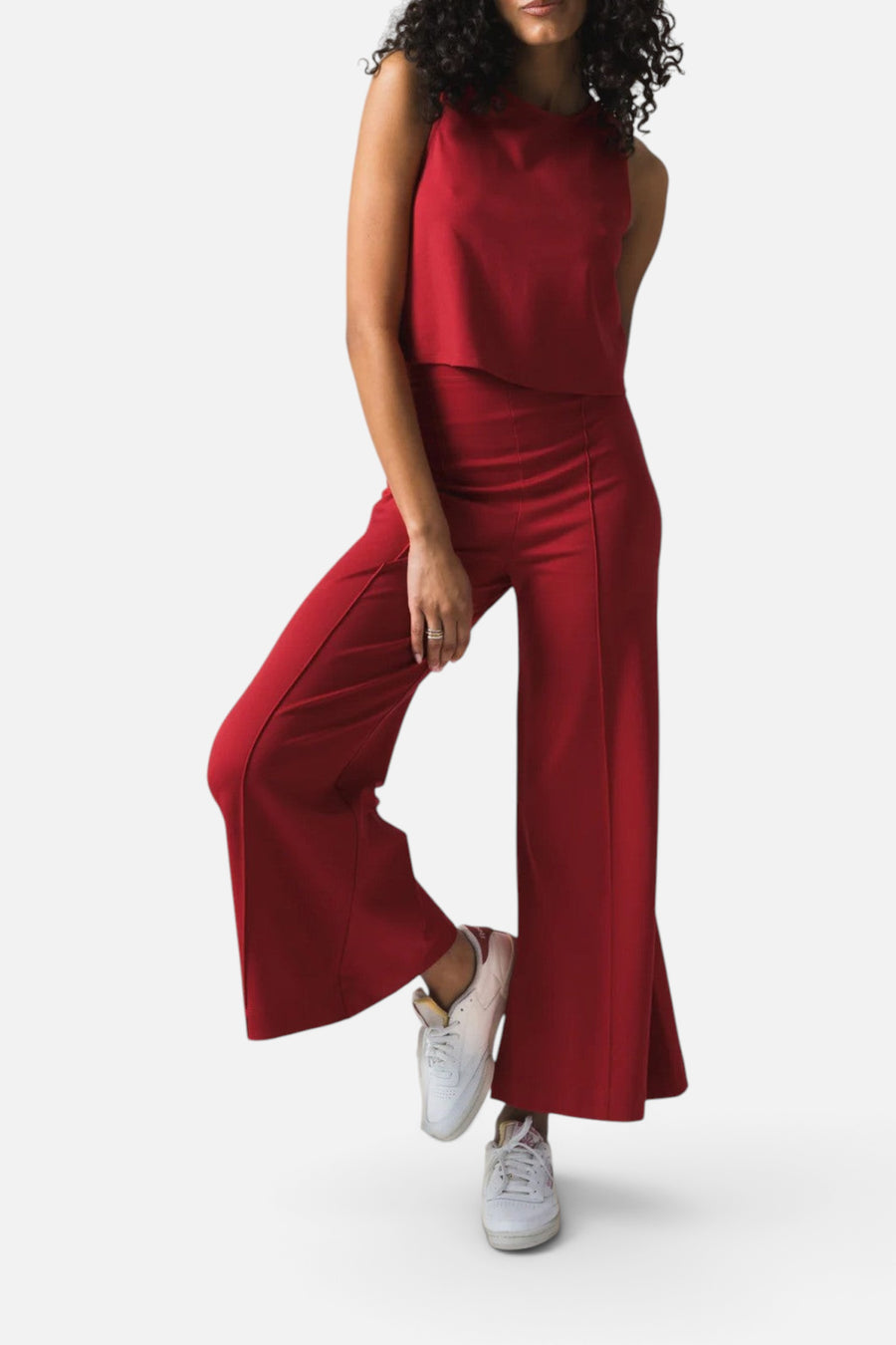 Ripley Rader Red Ponte Knit Wide Leg Pant: Cropped – detail