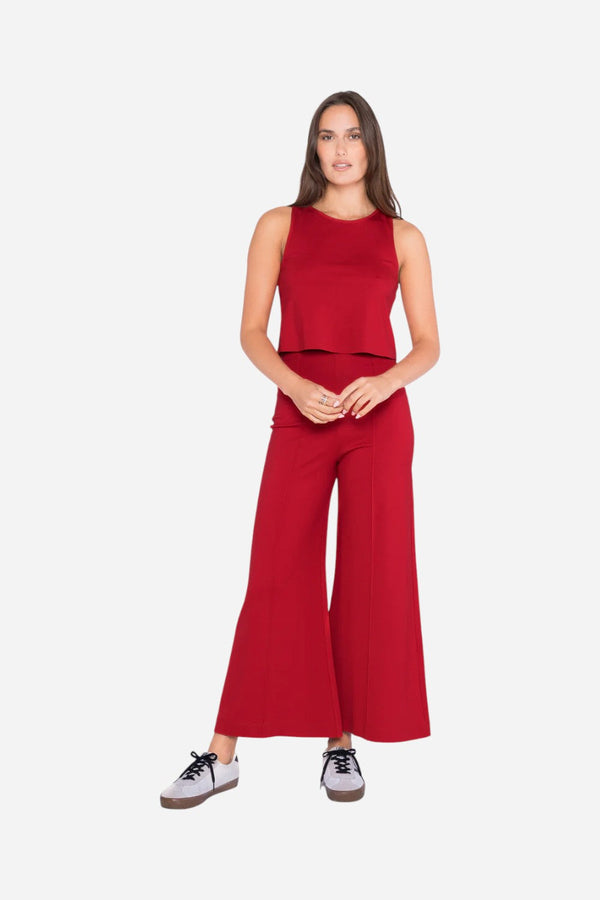 Ripley Rader Red Ponte Knit Wide Leg Pant: Cropped