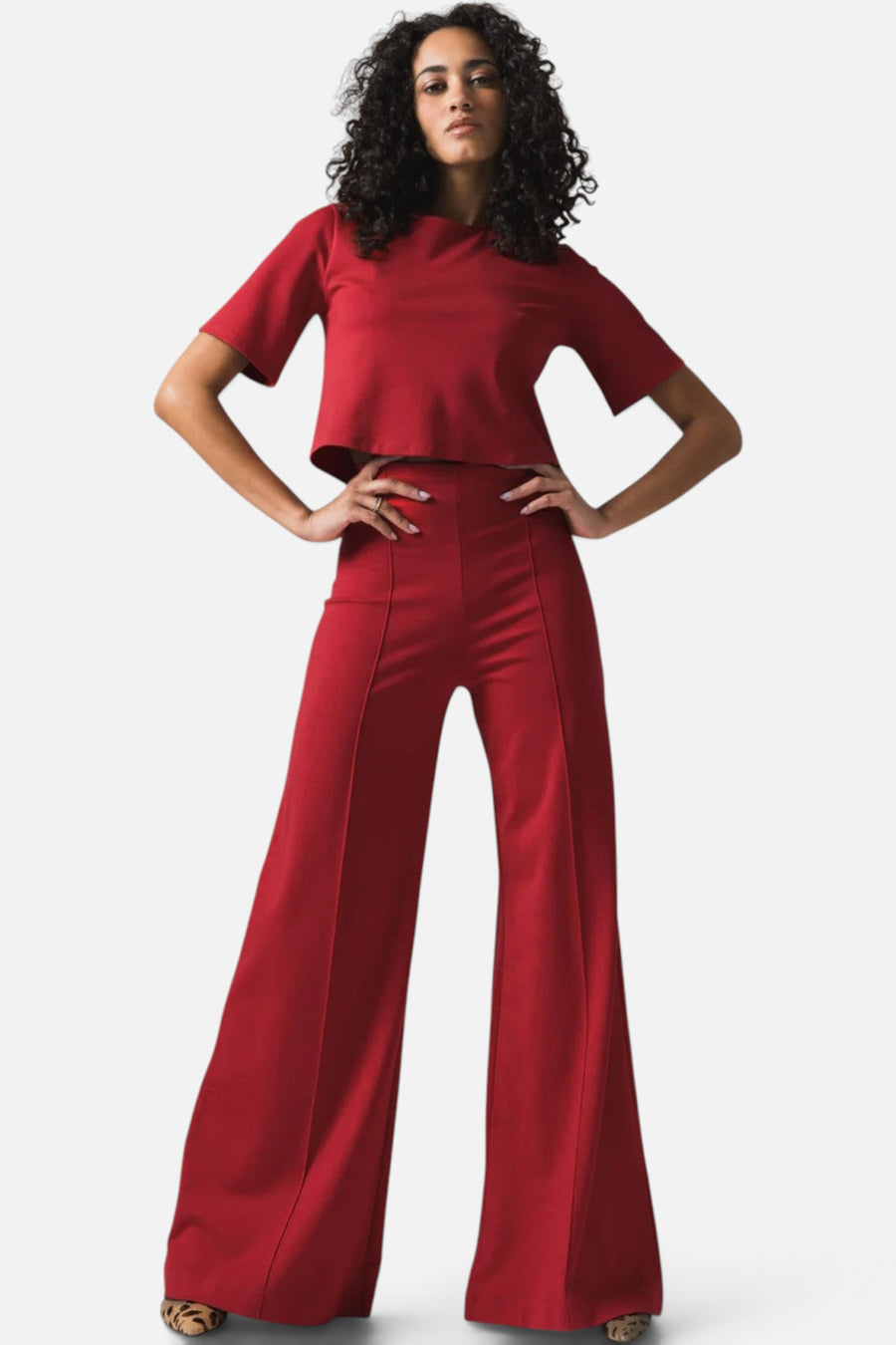 Ripley Rader Red Ponte Knit Wide Leg Pant – detail