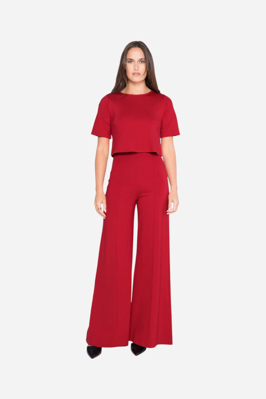 Ripley Rader Red Ponte Knit Wide Leg Pant – front view