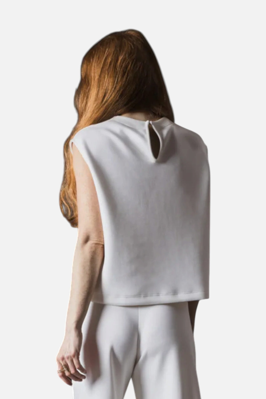 Ripley Rader Scuba Cowl Neck Top in Off White – detail