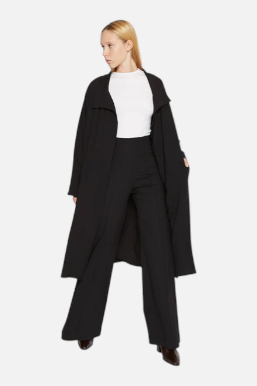 Ripley Rader Women's Black Crepe Overcoat – back view