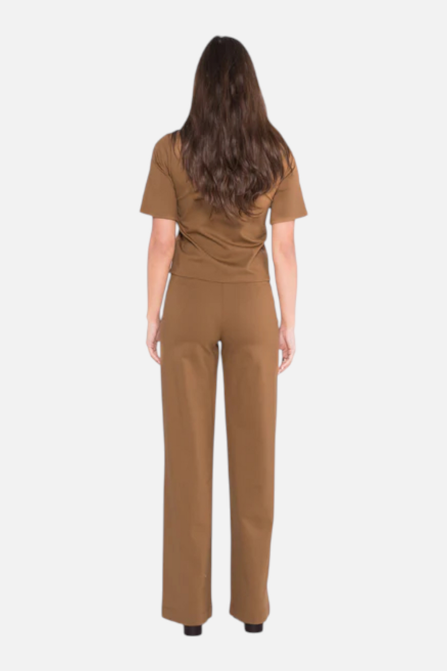 Ripley Rader Women's Ponte Short Sleeve Extended in Camel – side view