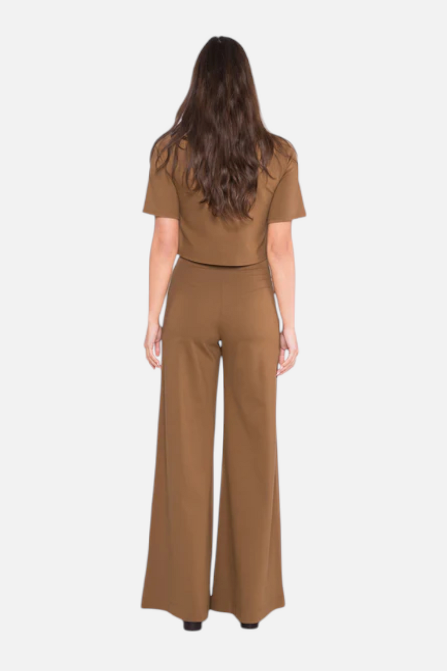 Ripley Rader Women's Ponte Wide Leg Pant in Camel – side view