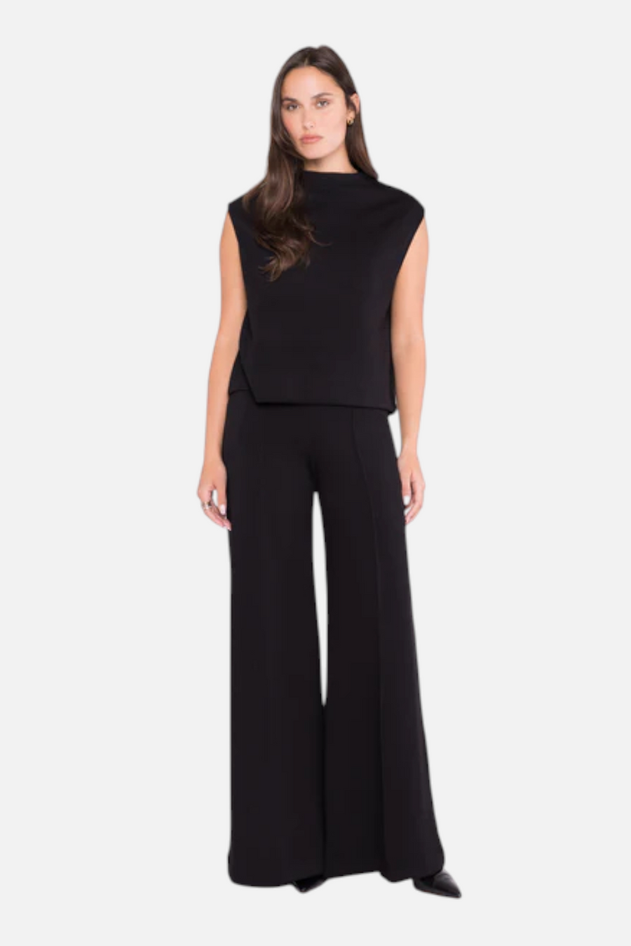 Ripley Rader Women's Scuba Wide Leg Pant in Black – front view