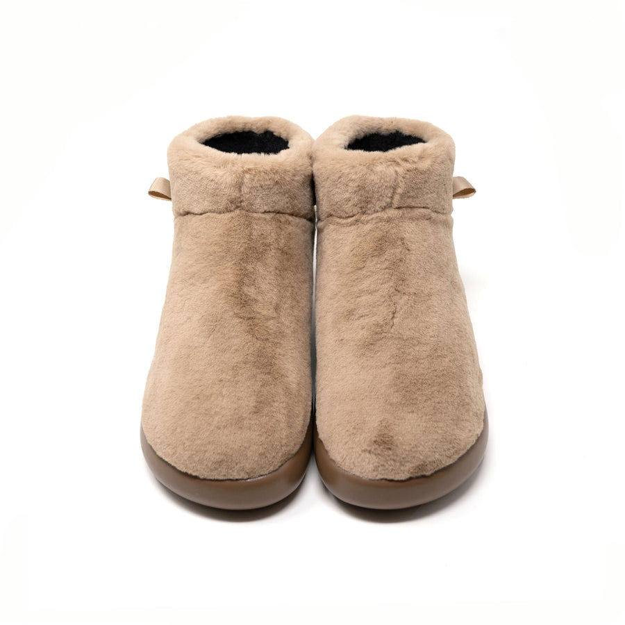 Roam Cloud Magic Moon Bootie in Beige Faux Fur – back view