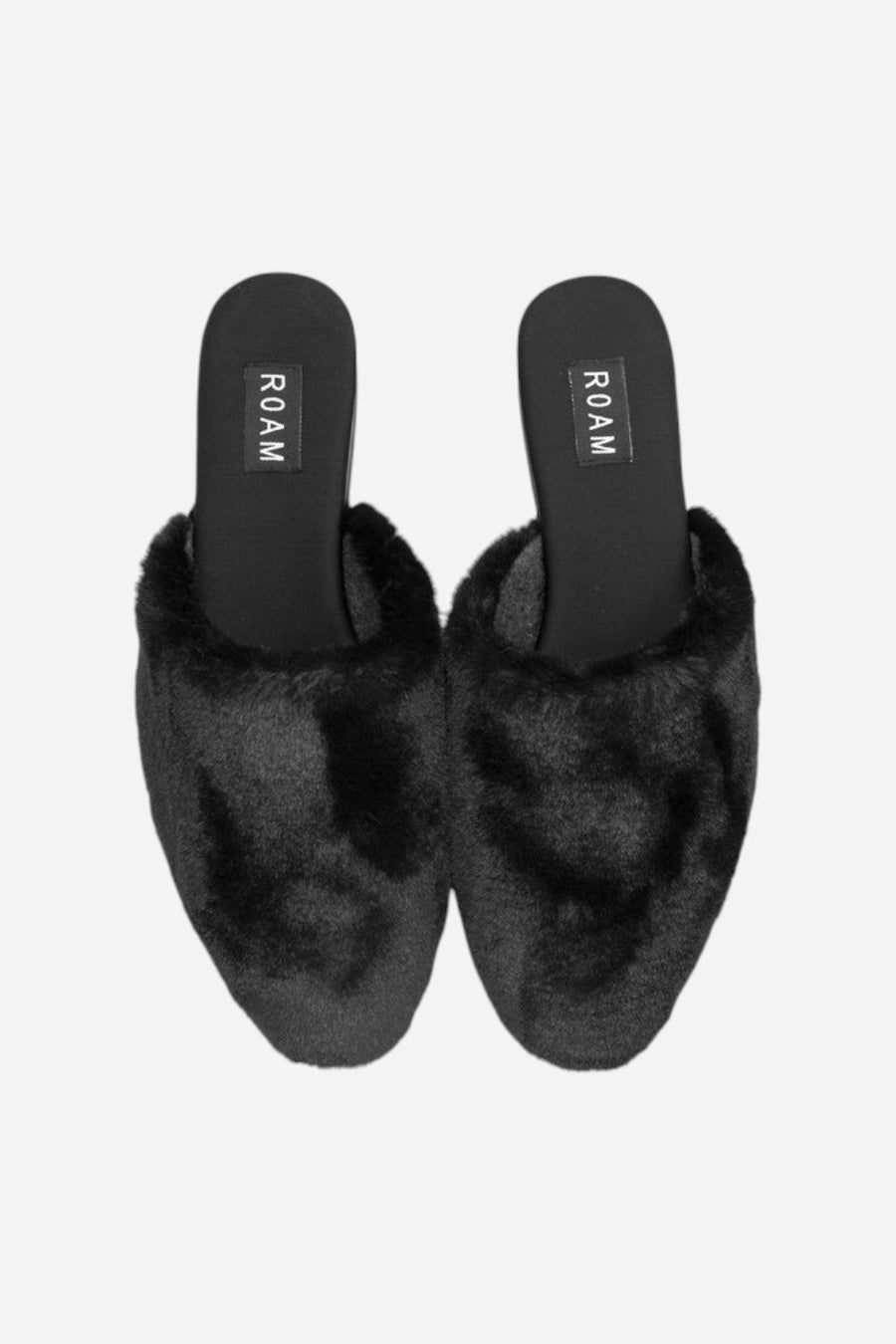 Roam Cloud Mule in Black Faux Fur – back view