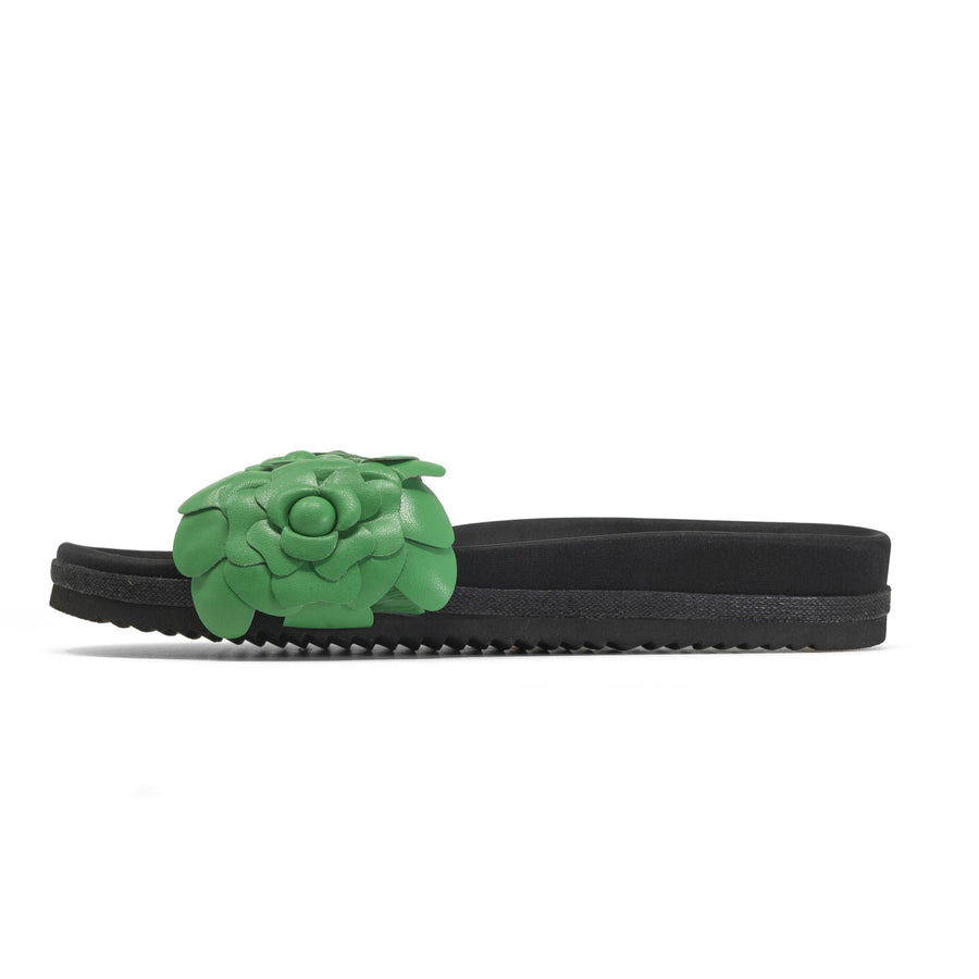 Roam Fleur Slide in Kelly Green Vegan Leather – back view
