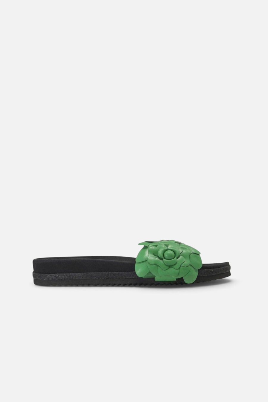 Roam Fleur Slide in Kelly Green Vegan Leather – side view