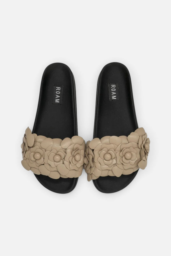 Roam Fleur Slide in Nude Vegan Leather