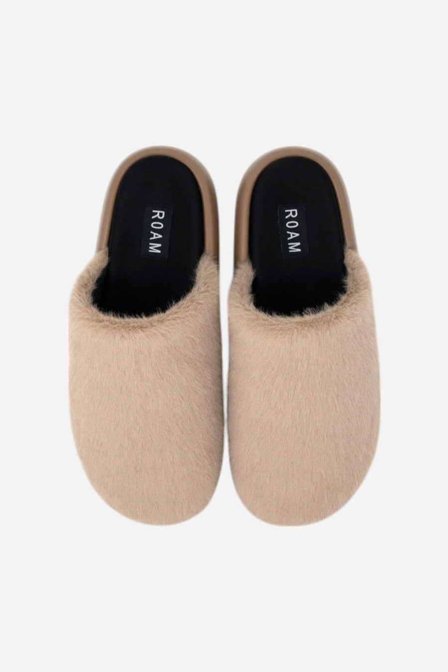 Roam Long Luxe Cloud Magic Moon Mule in Beige Faux Fur – back view
