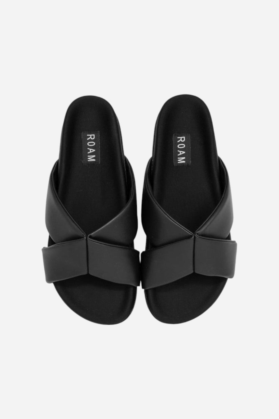 Roam Wing Sandals in Black Vegan Leather – back view