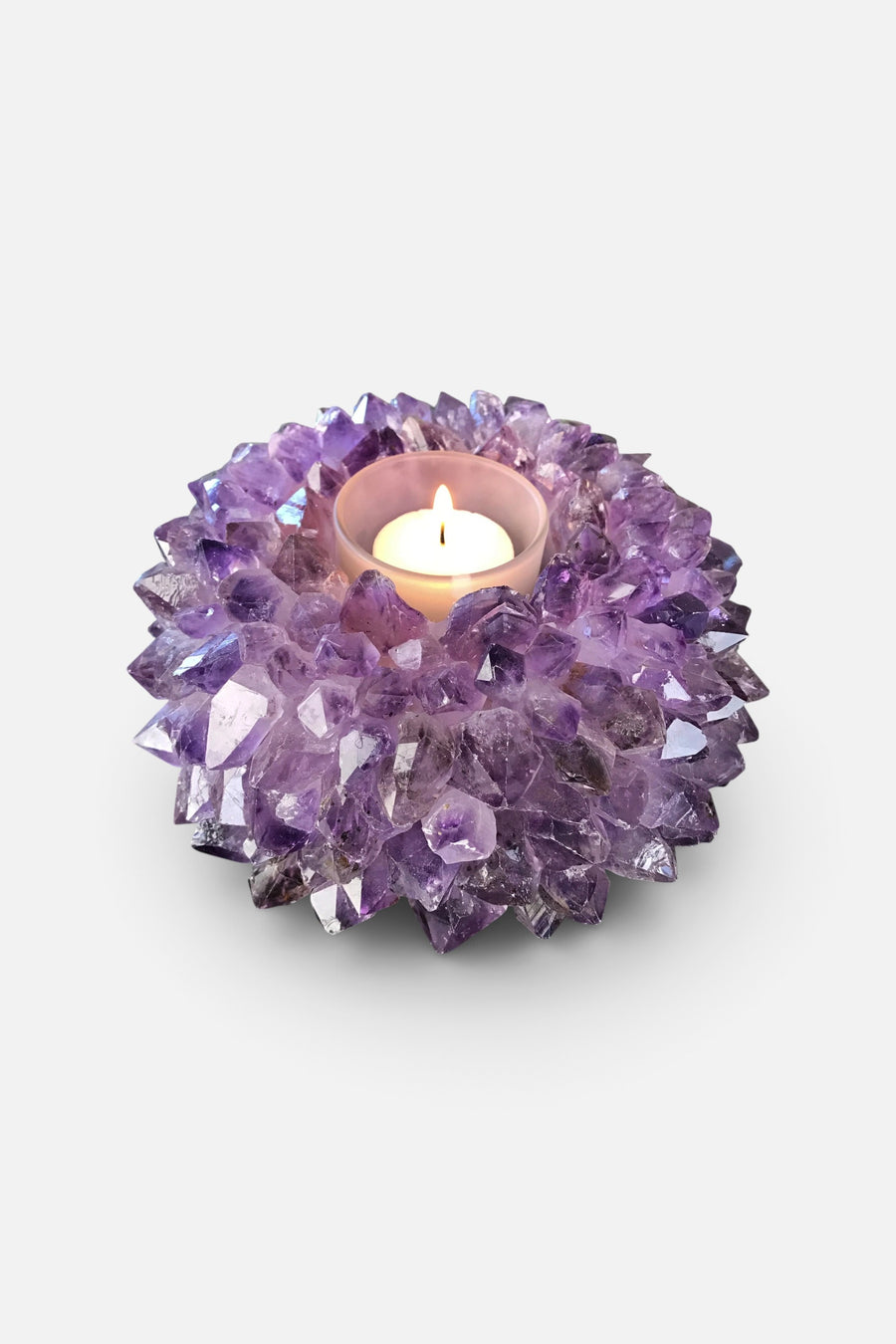 Rock Paradise Large Amethyst Crystal Candle Holder – side view
