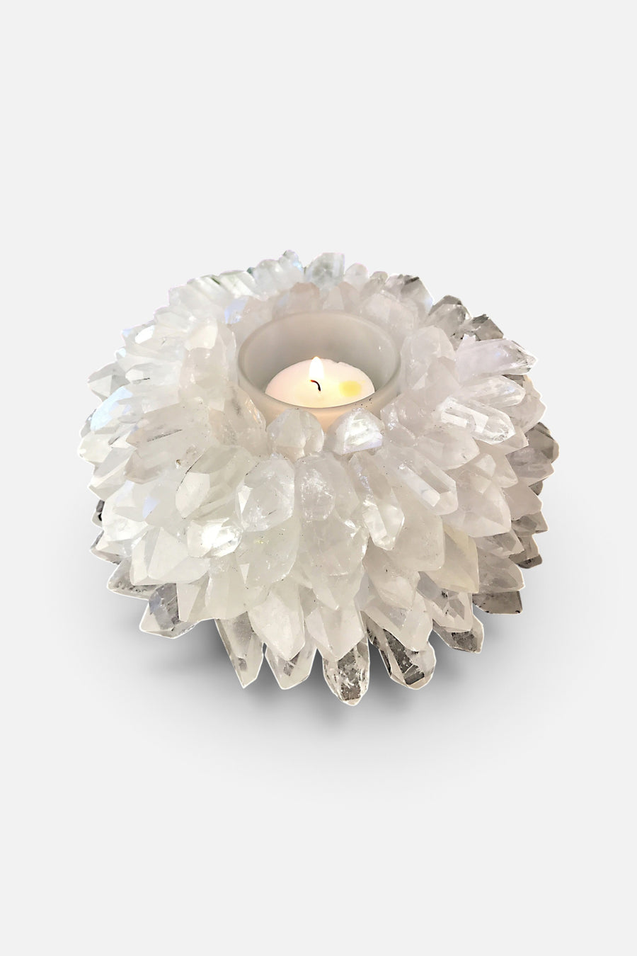 Rock Paradise Large Clear Crystal Point Candle Holder – side view