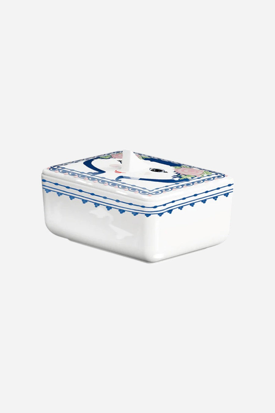Rosendahl Bjørn Wiinblad Dora Bonbonniere, Blue, H: 3.1" – front view