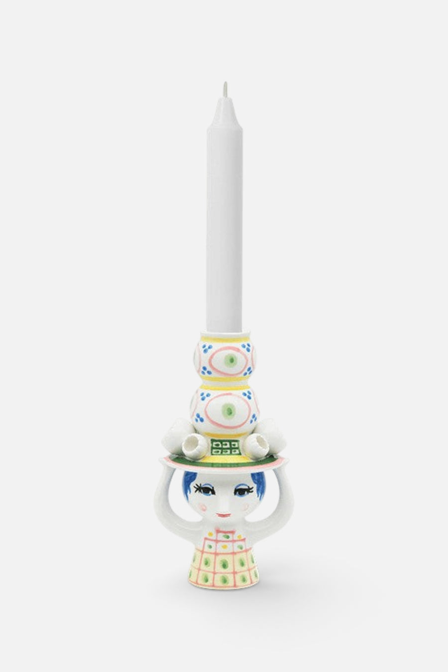 Rosendahl Bjørn Wiinblad Lady with Hat Candle Holder in Pink - 6.3 in – back view