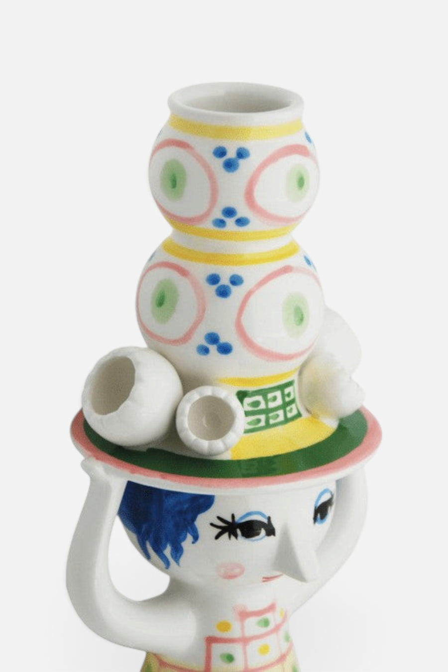 Rosendahl Bjørn Wiinblad Lady with Hat Candle Holder in Pink - 6.3 in – detail
