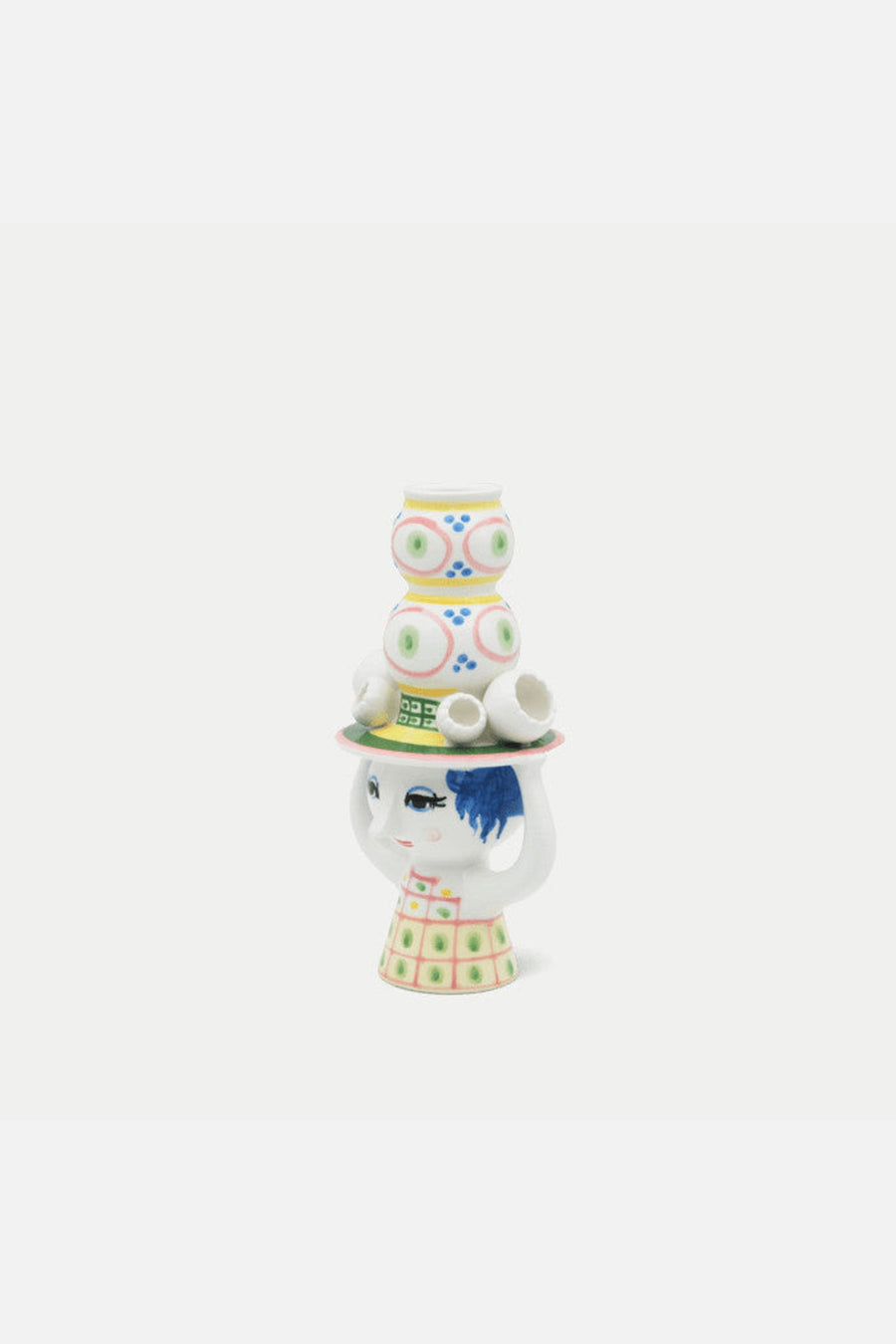 Rosendahl Bjørn Wiinblad Lady with Hat Candle Holder in Pink - 6.3 in – side view