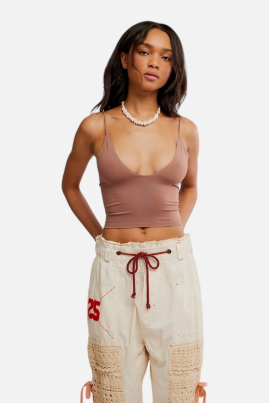 Free People Round Two Skinny Strap Cami in Nutmeg