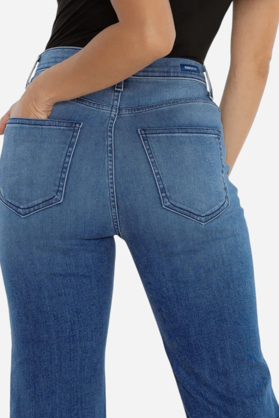 Rudes Denim The Ali Boot Cut in Coral Blue – back view