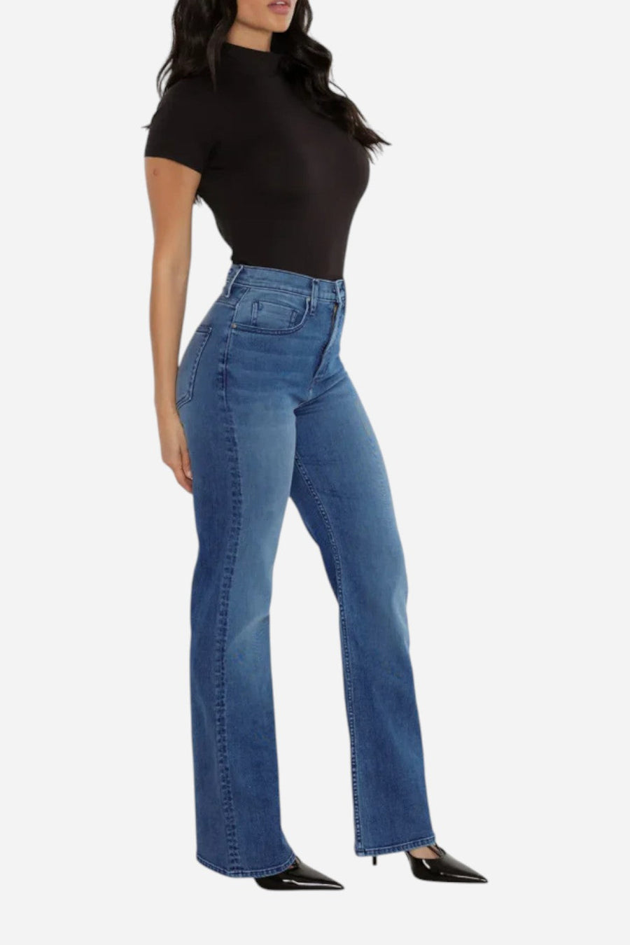 Rudes Denim The Ali Boot Cut in Coral Blue – detail