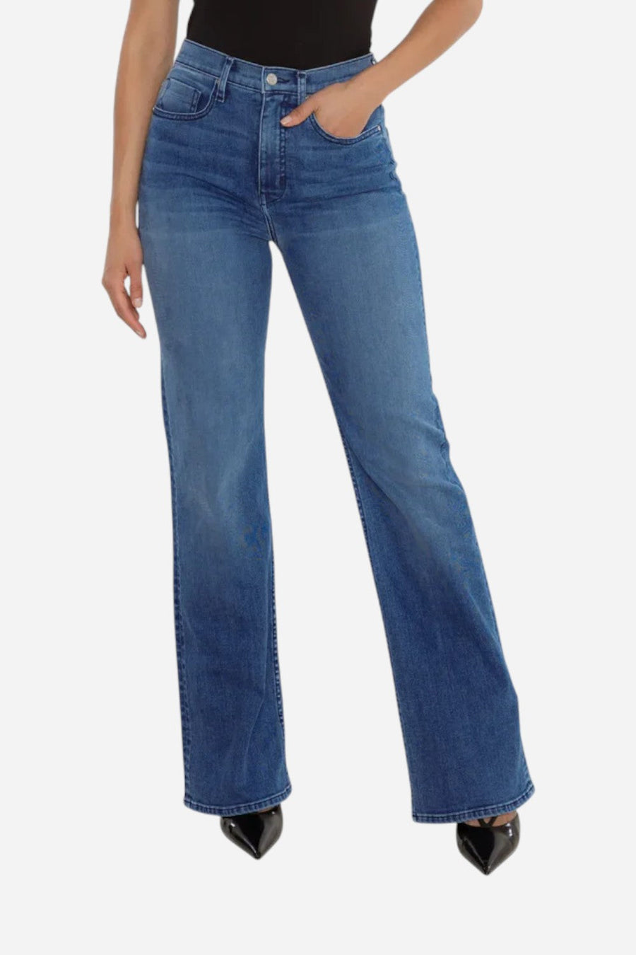 Rudes Denim The Ali Boot Cut in Coral Blue – front view