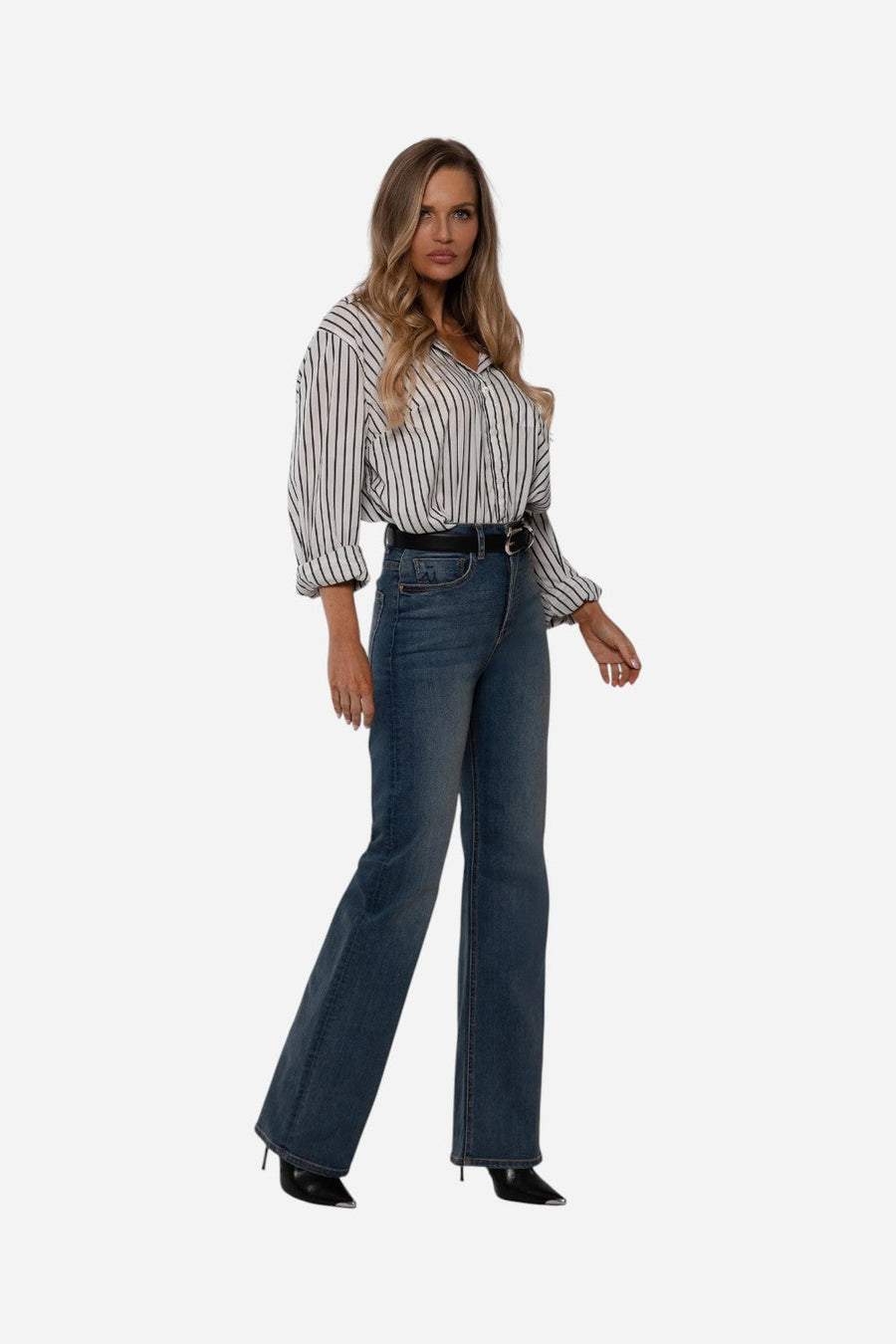 Rudes Denim The Ali Boot Cut in Moonstone – back view