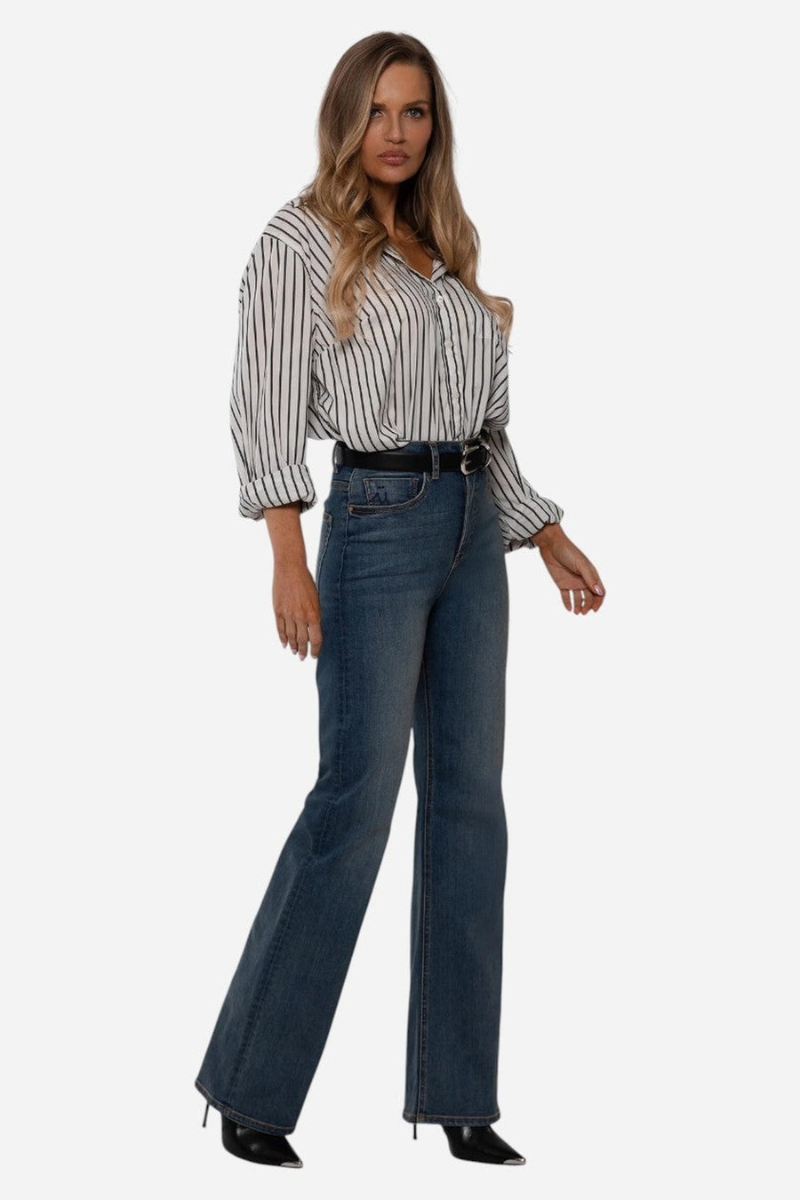 Rudes Denim The Ali Boot Cut in Moonstone – side view
