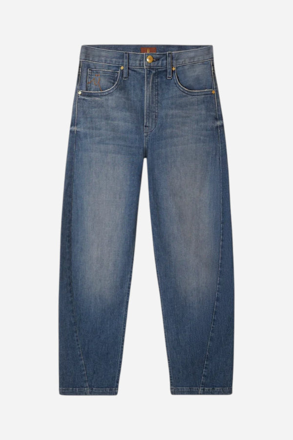 Rudes Denim The Gail Barrel Jean in Jade Blue