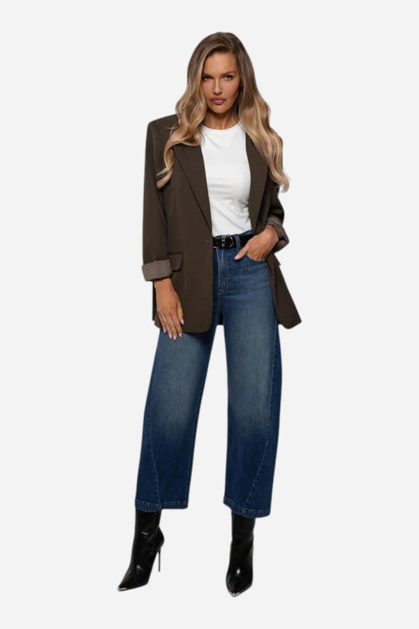 Rudes Denim The Gail Barrel Jean in Jade Blue
