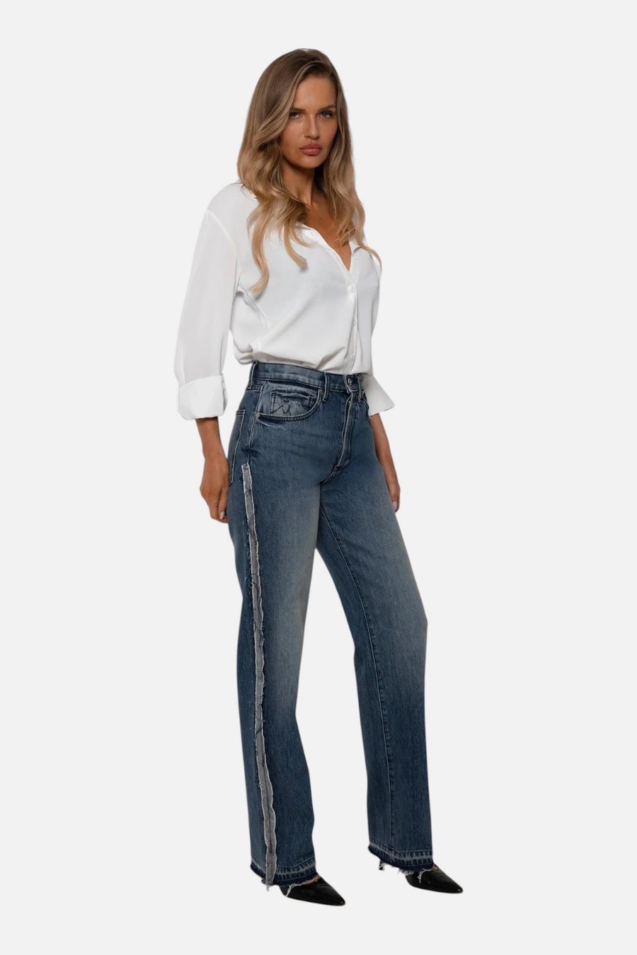 Rudes Denim The George Relaxed Skinny Agate Blue – front view