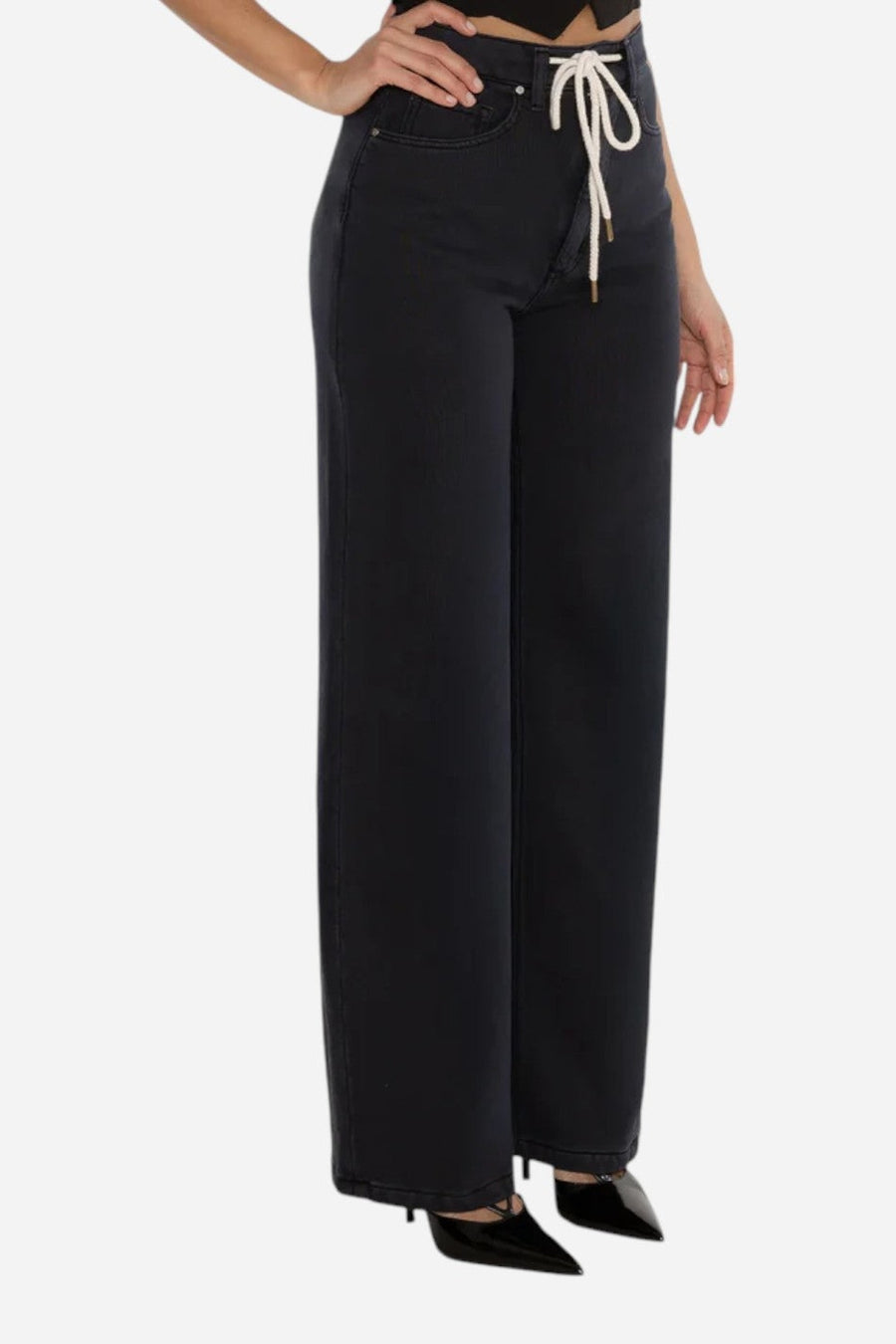 Rudes Denim The Riley Vintage High Rise in Vintage Black – side view
