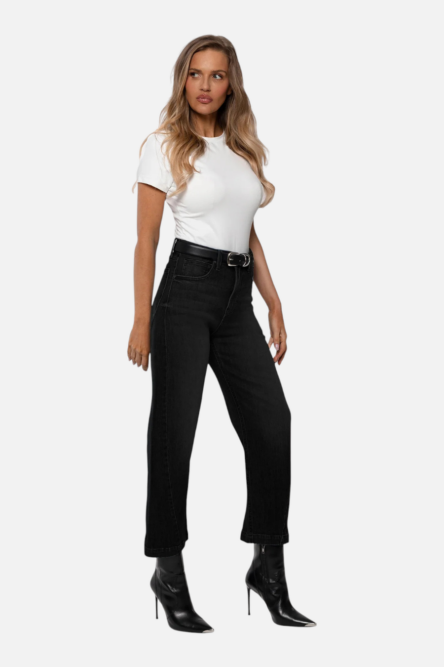 Rudes Denim Women's Gail Barrel Jean in Noir – side view