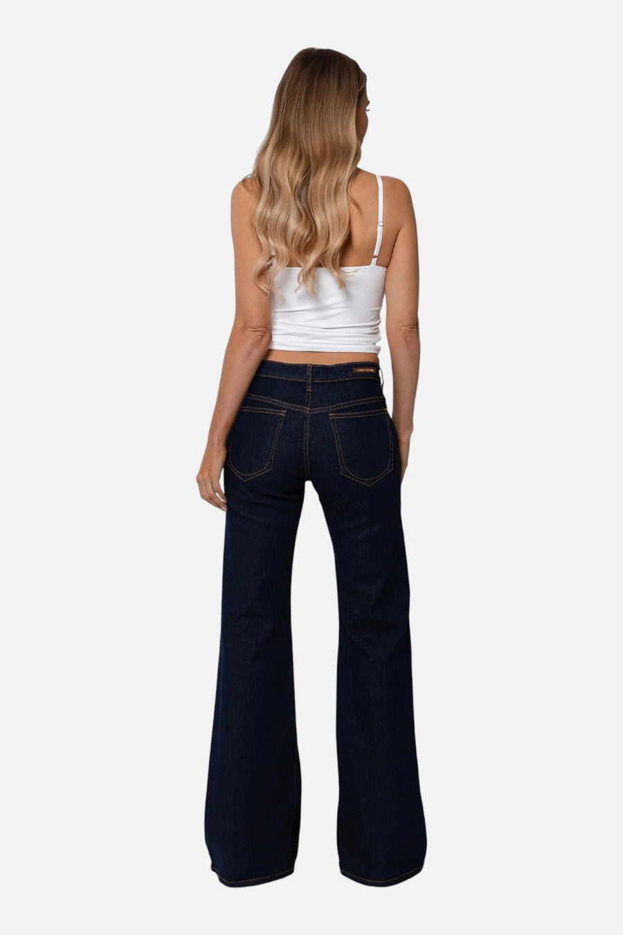 Rudes Denim Women's Grace Mid Rise Jean in Indigo – side view