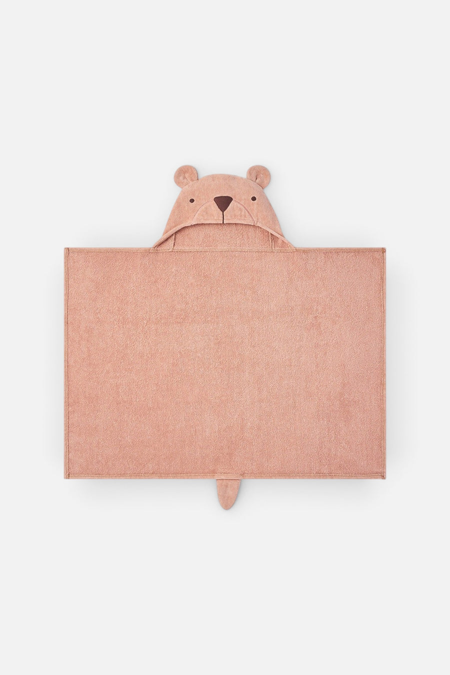 Rust Bear Hooded Baby Bath Wrap – flat lay