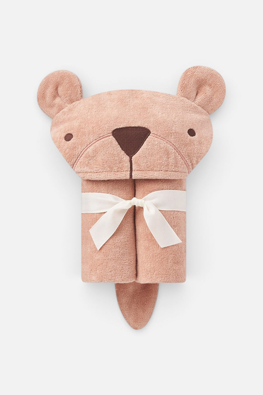 Rust Bear Hooded Baby Bath Wrap – front view