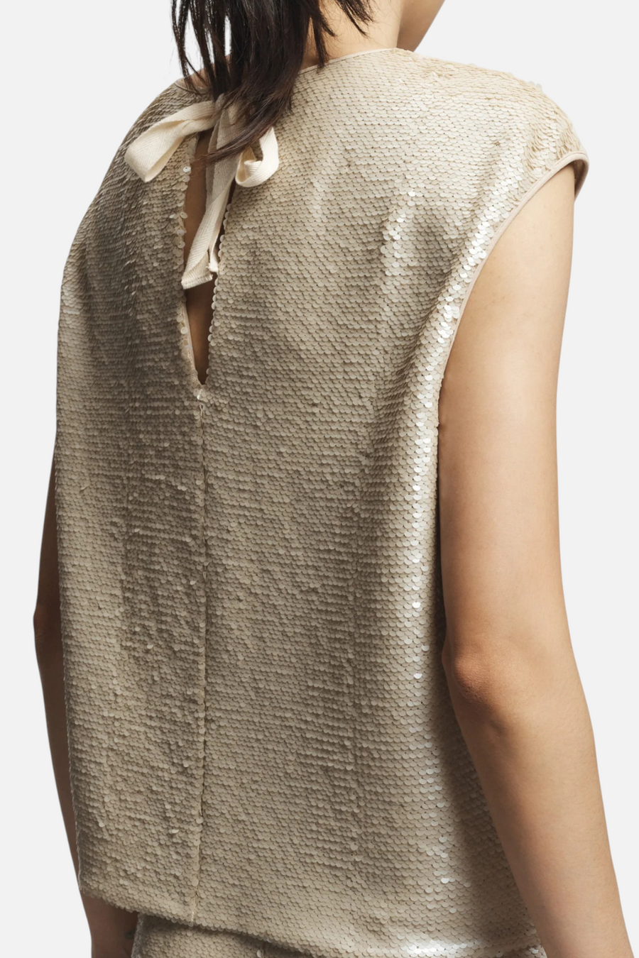 Saint Art Bowen Sequin Tank in Pearl – back view