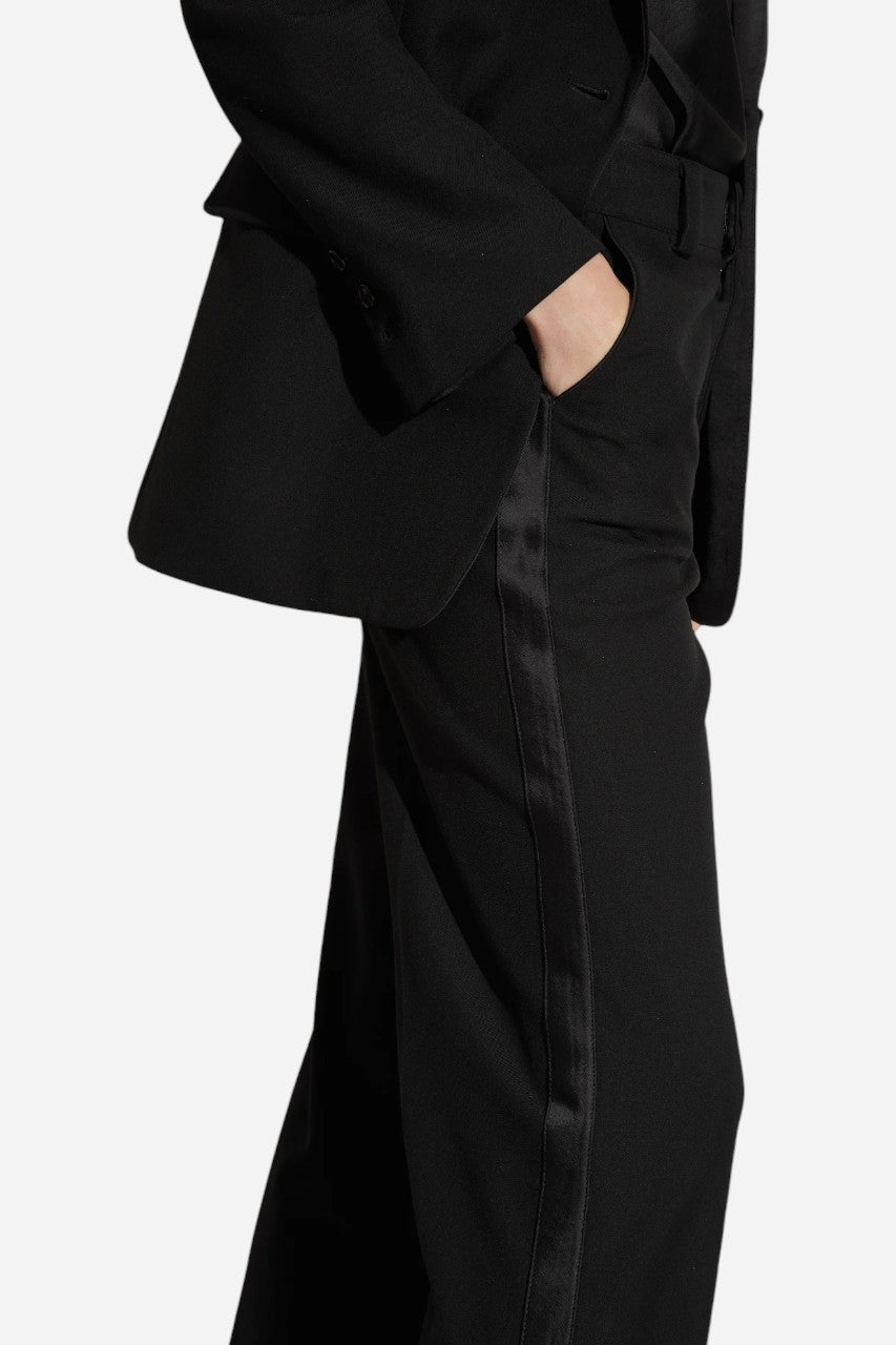 Saint Art Cait Mid-Rise Straight Leg Tuxedo Pant Black – flat lay