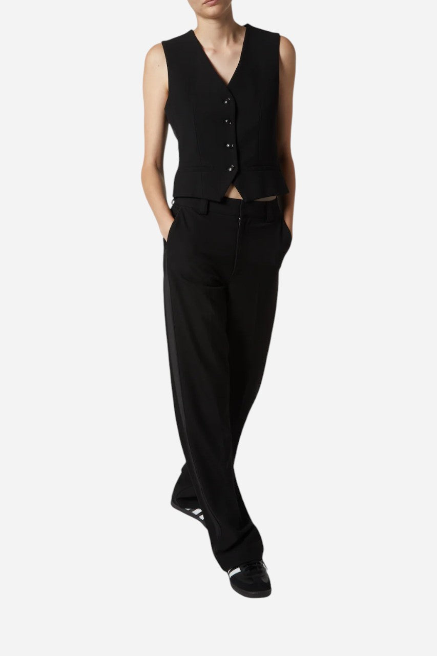 Saint Art Cait Mid-Rise Straight Leg Tuxedo Pant Black – side view