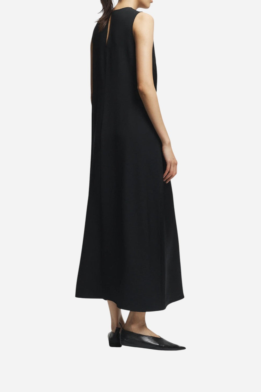 Saint Art Grant Charmeuse Maxi Dress, Black – flat lay