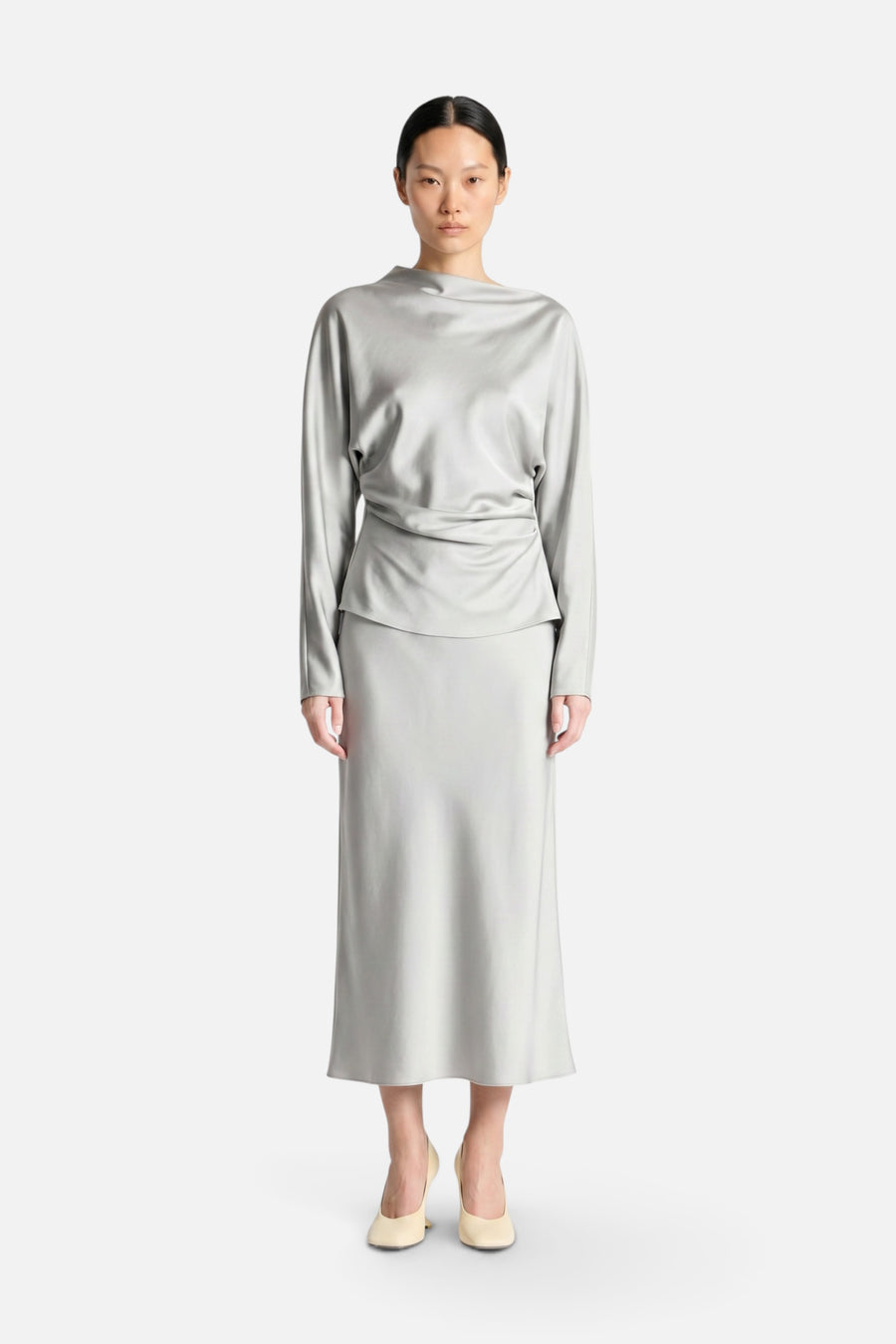 Saint Art Ida Draped Top in White – front view