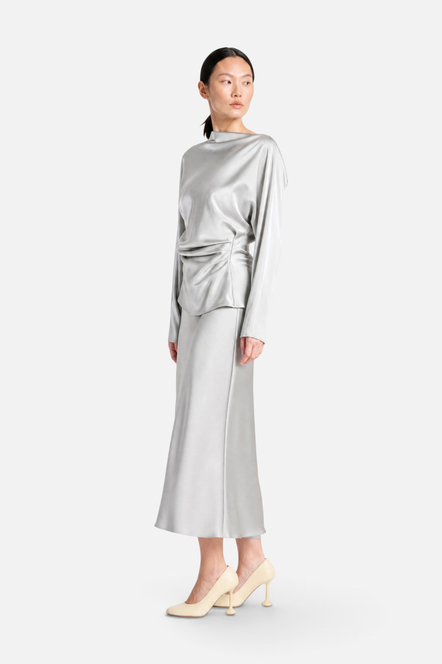 Saint Art Ida Draped Top in White – side view