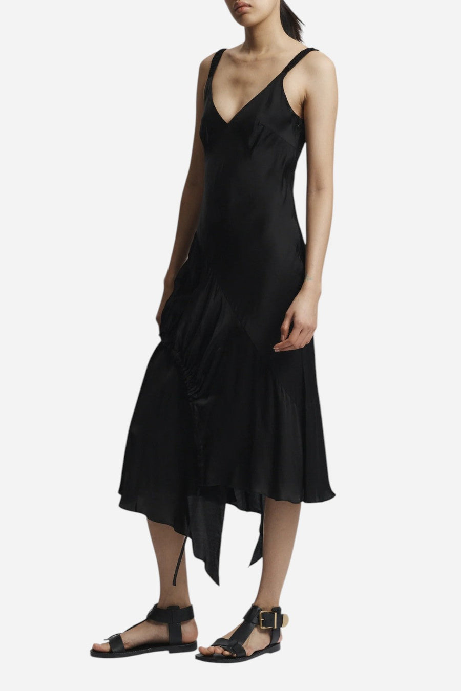 Saint Art Kaia Asymmetric Midi Dress Black – side view